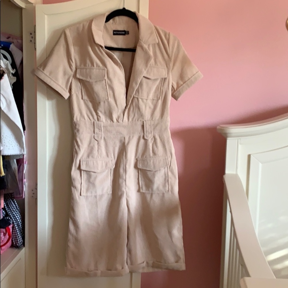 Beige velvet jumpsuit